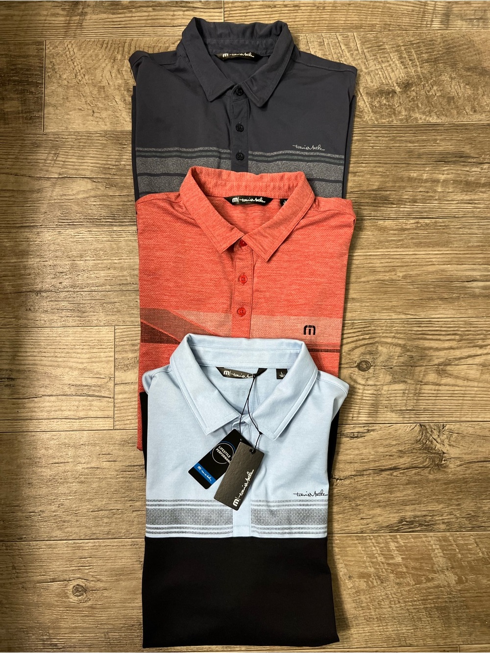 Travis Mathew Men’s Polo Lot - Multi Colored Navy, Red, Light Blue
